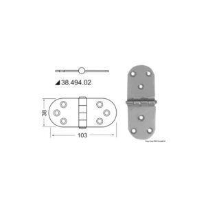 Charnière nœud saillant 103x38 mm