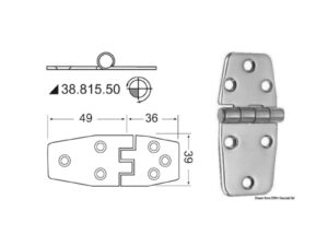 Charnière nœud saillant 85x39 mm