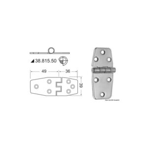 Charnière nœud saillant 85x39 mm