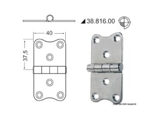 Charnière nœud saillant 75x40 mm