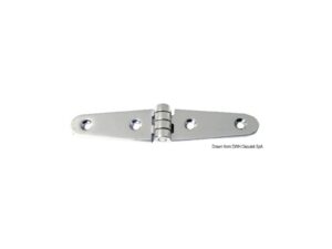 Charnière inox poli miroir aile long 152x29 mm