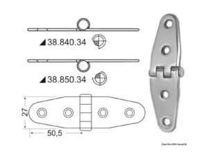 Charnière renversé 101x27 mm
