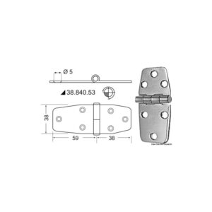 Charnière nœud saillant 97x38 mm
