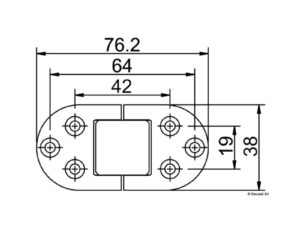 Charnière inox avec trous 76x38 mm