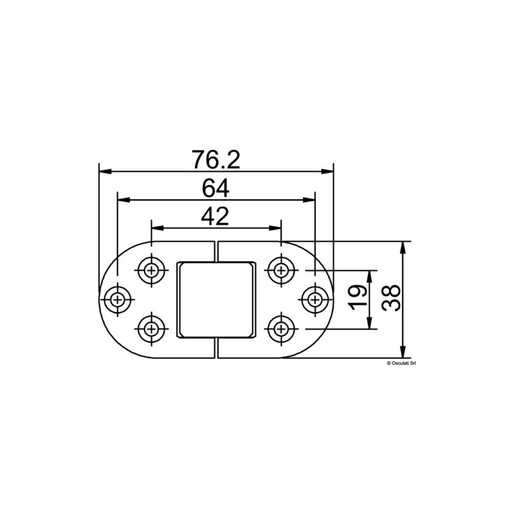 Charnière inox avec trous 76x38 mm – Image 2