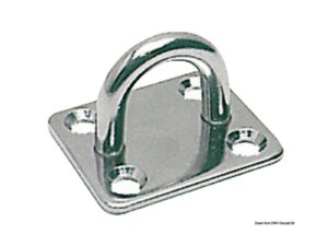 Platine rectangulaire inox avec anneau 5 mm
