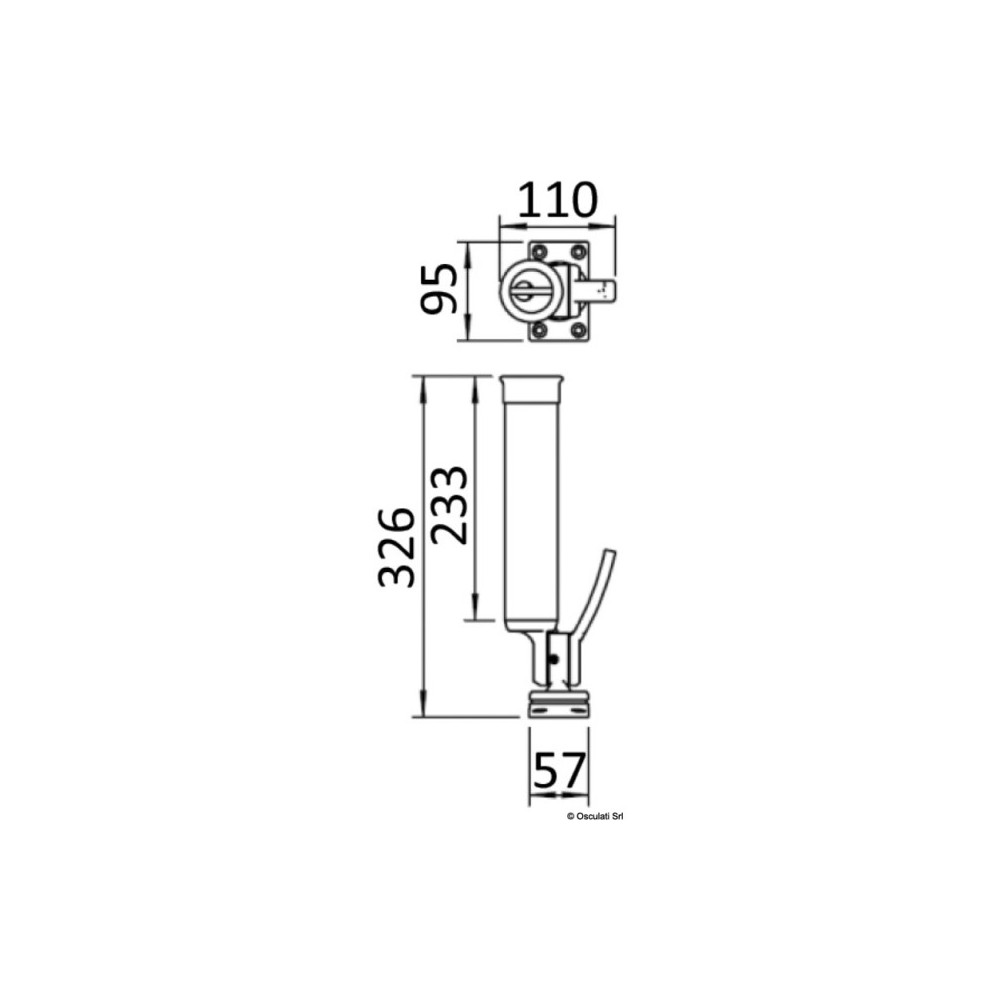 Porte-canne orientable en acier inoxydable 316 pour fixation sur plan – Image 3