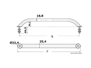 Main-courante ovalisée vis au dehors 220mm