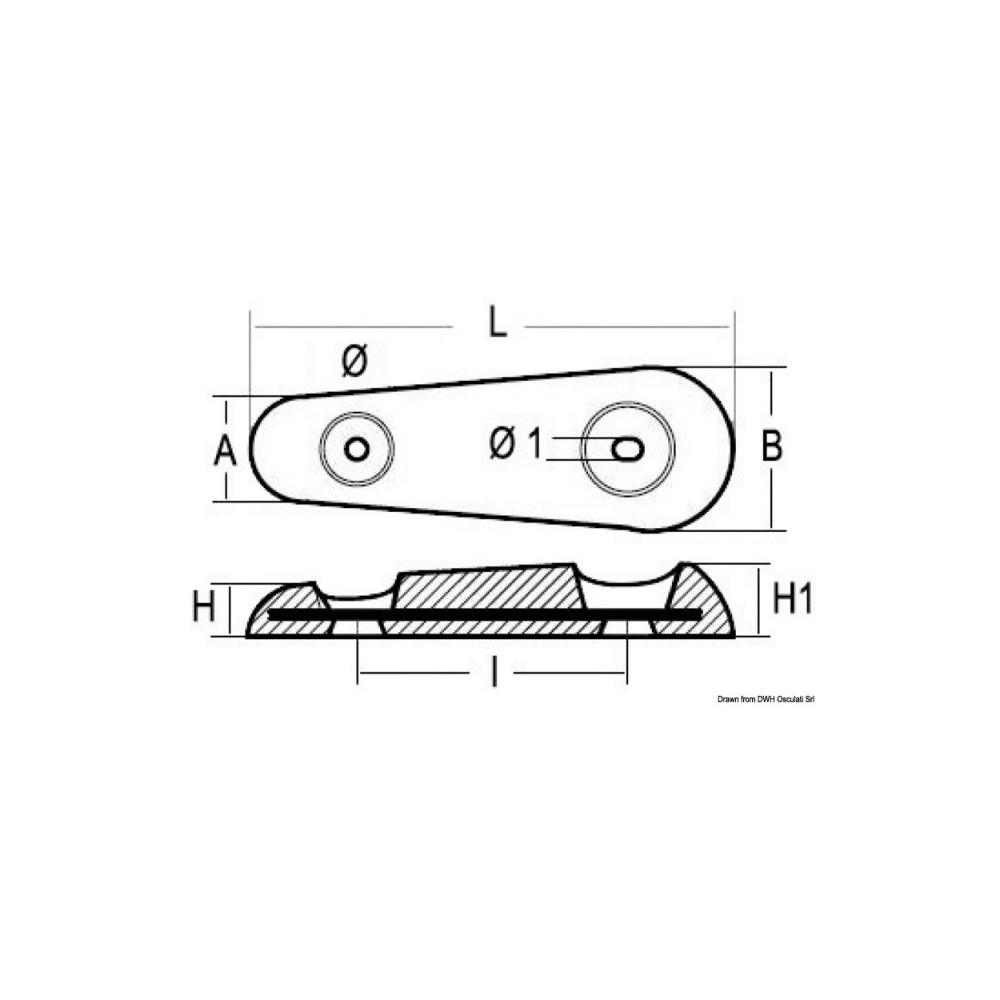 Anode oval type Vetus 1000 g – Image 2