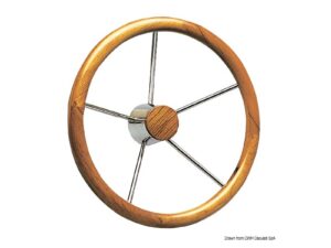 Barre à roue inox avec couronne en teck 400 mm