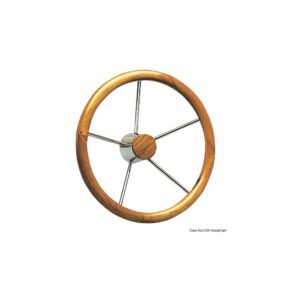 Barre à roue inox avec couronne en teck 400 mm