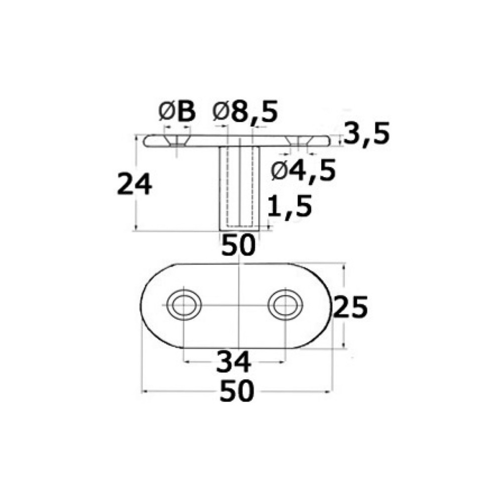 Fourche + platine p. bâches AISI316 – Image 3