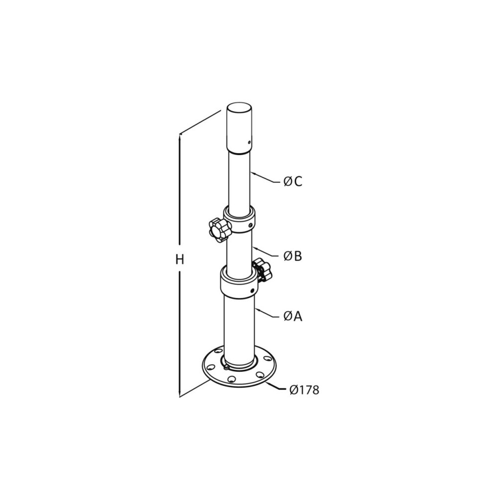 Pied table Thread Lock tri-téléscopique 450/775 mm – Image 2