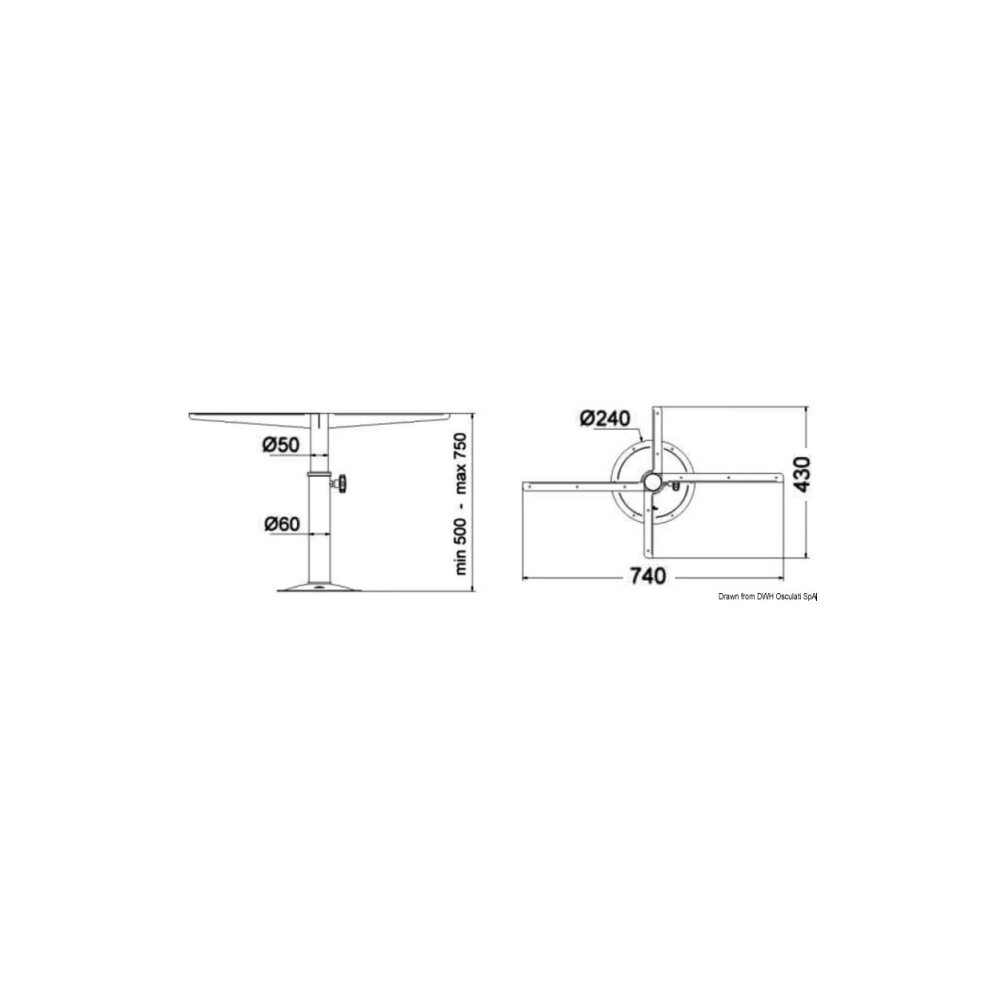 Support de table tournant télescopique 500/720 mm – Image 3