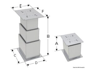 Pied table électrique SQUARE 2/3 stades 12V 15mm/s pour bateau