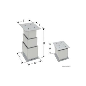 Pied table électrique SQUARE 2/3 stades 12V 15mm/s pour bateau