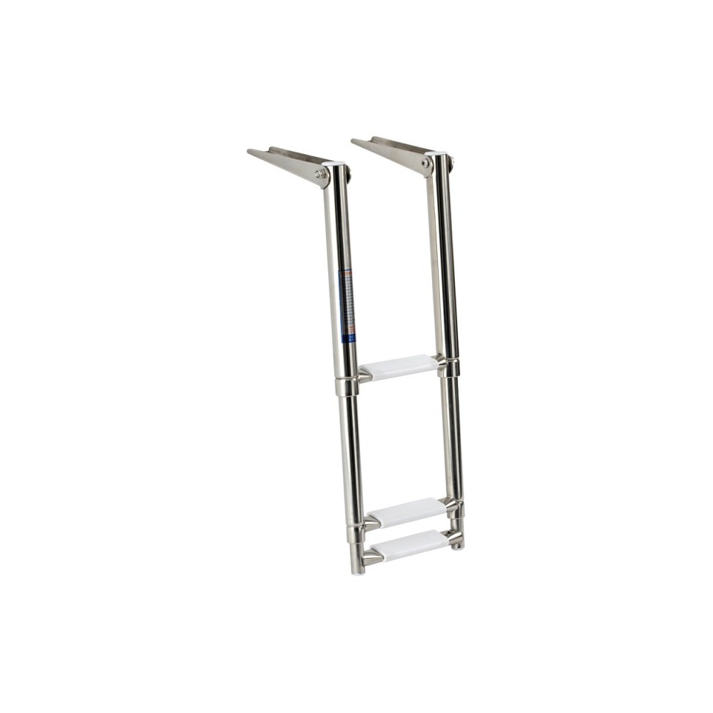 Echelle télescopique étroite AISI316 blanche 3 marches