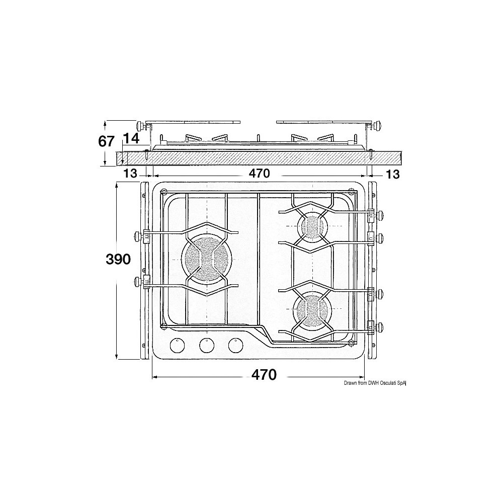 Plan cuisson 3 feux Techimpex – Image 2