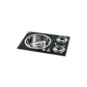 Plaque de travail cristal + énvier inox 2 x 1750 W