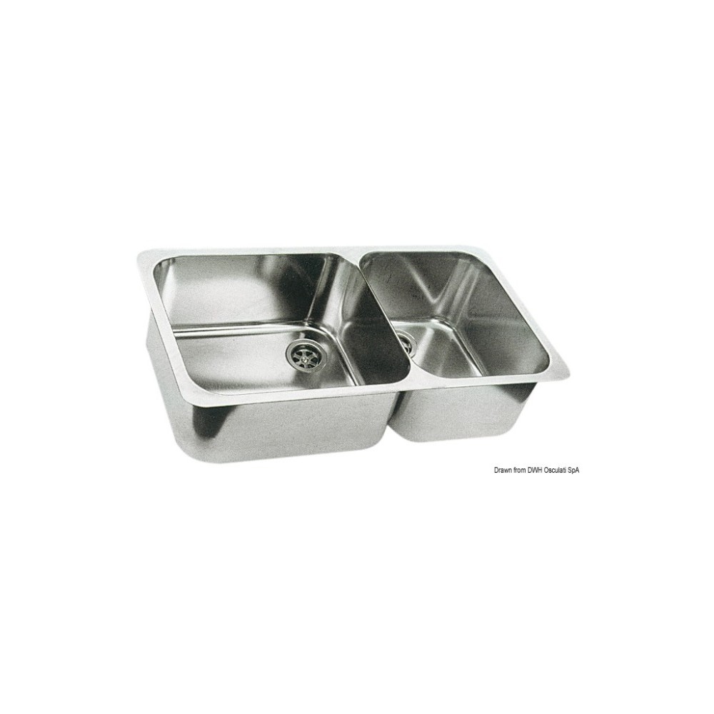Evier double inox poli 600x320 mm