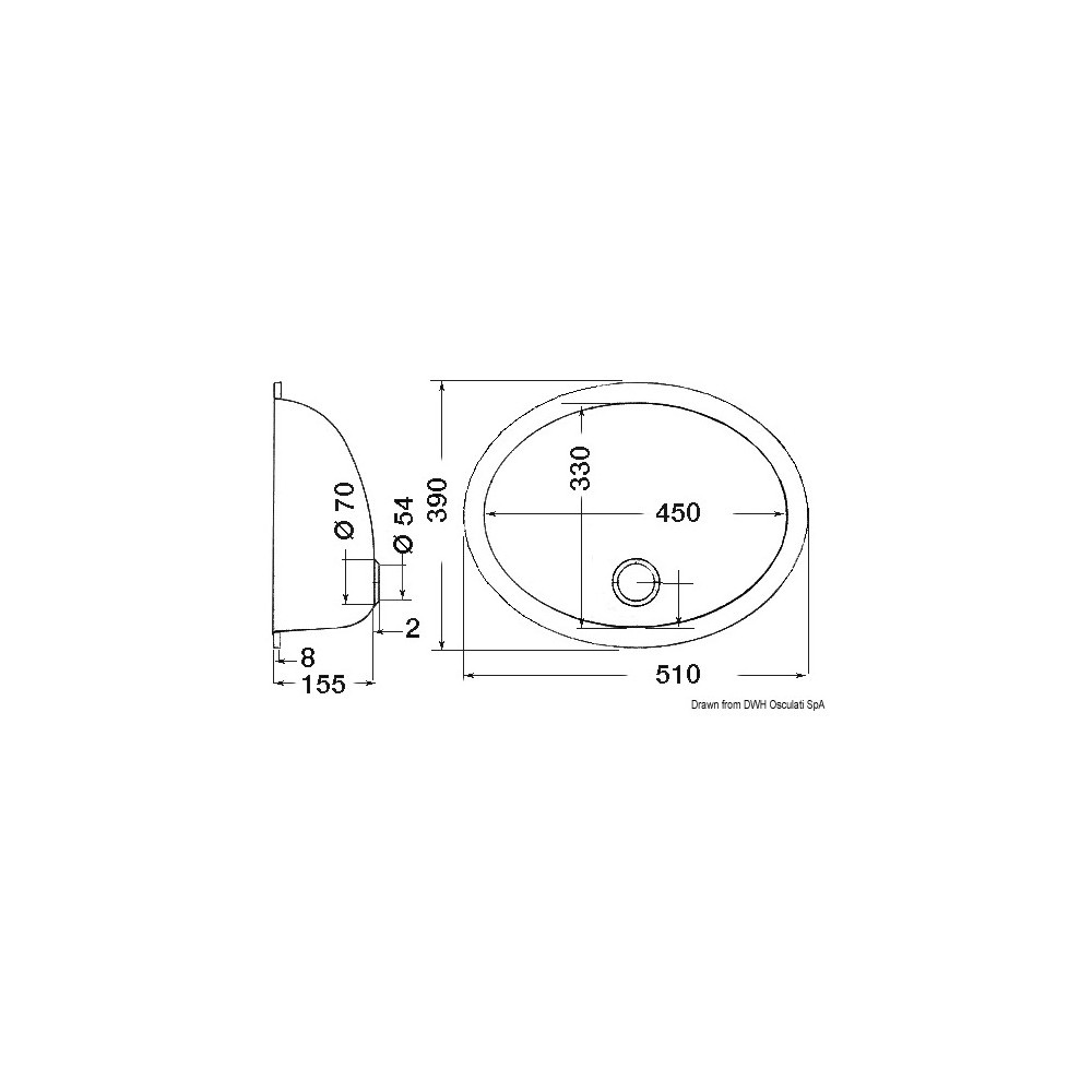 Evier ovale inox poli miroir 510x390 mm – Image 2