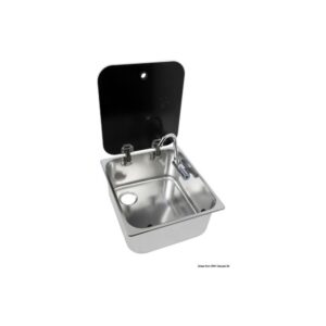 Evier avec couvercle verre fumé 352x322x146 mm