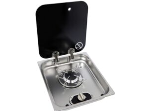 Plan cuisson inox couvercle fumé 1 feu encastrement 119 mm
