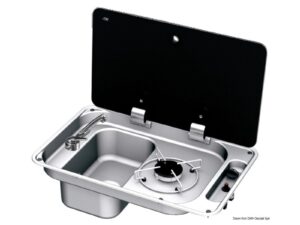 Plan cuisson 2 feux - droite couvercle vitre fumé
