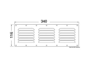 Grille aération inox poli + moustiquaire 115x127mm