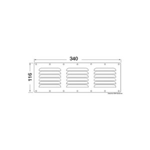 Grille aération inox poli + moustiquaire 115x127mm