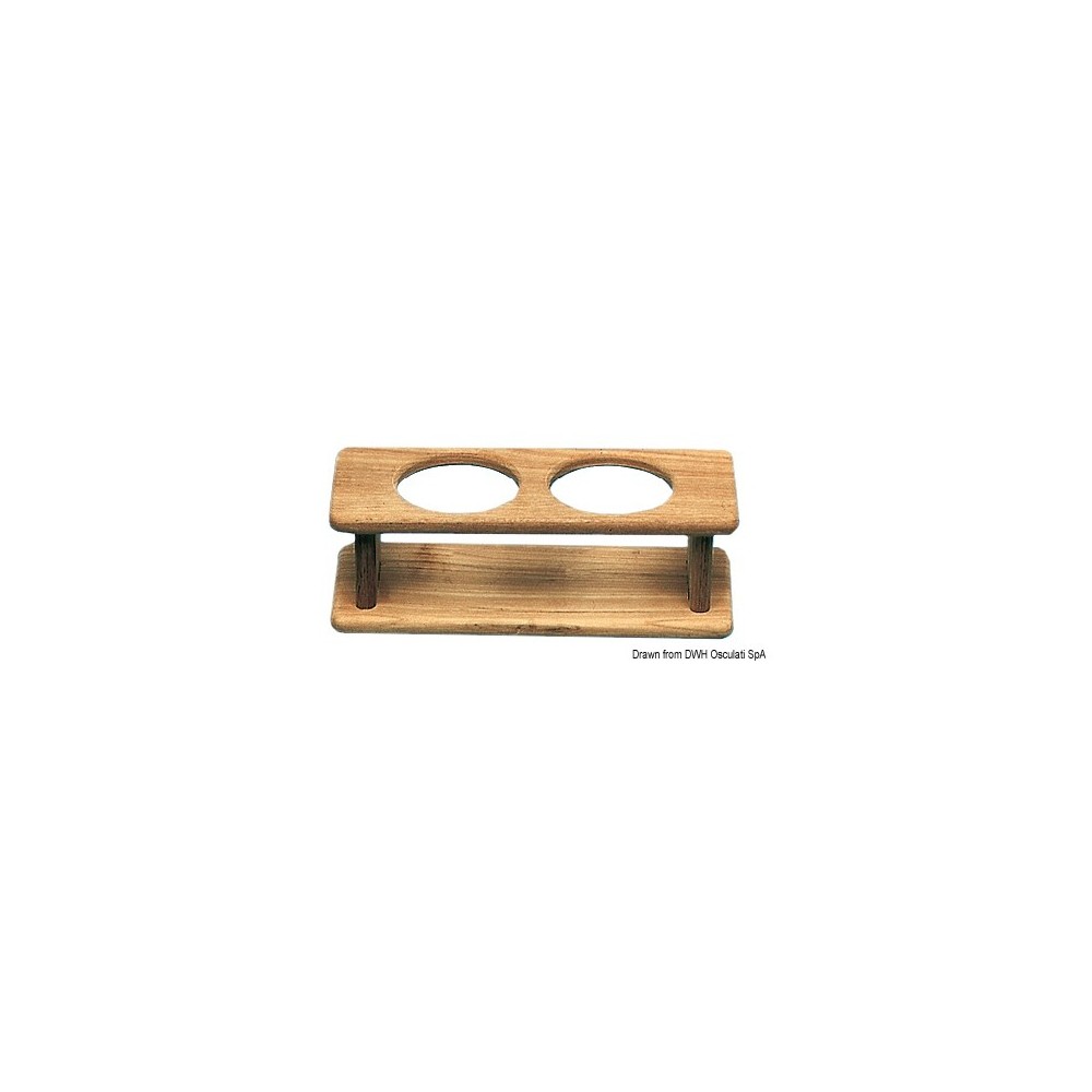 Support teck p. 2 bouteilles 260x115x105 mm