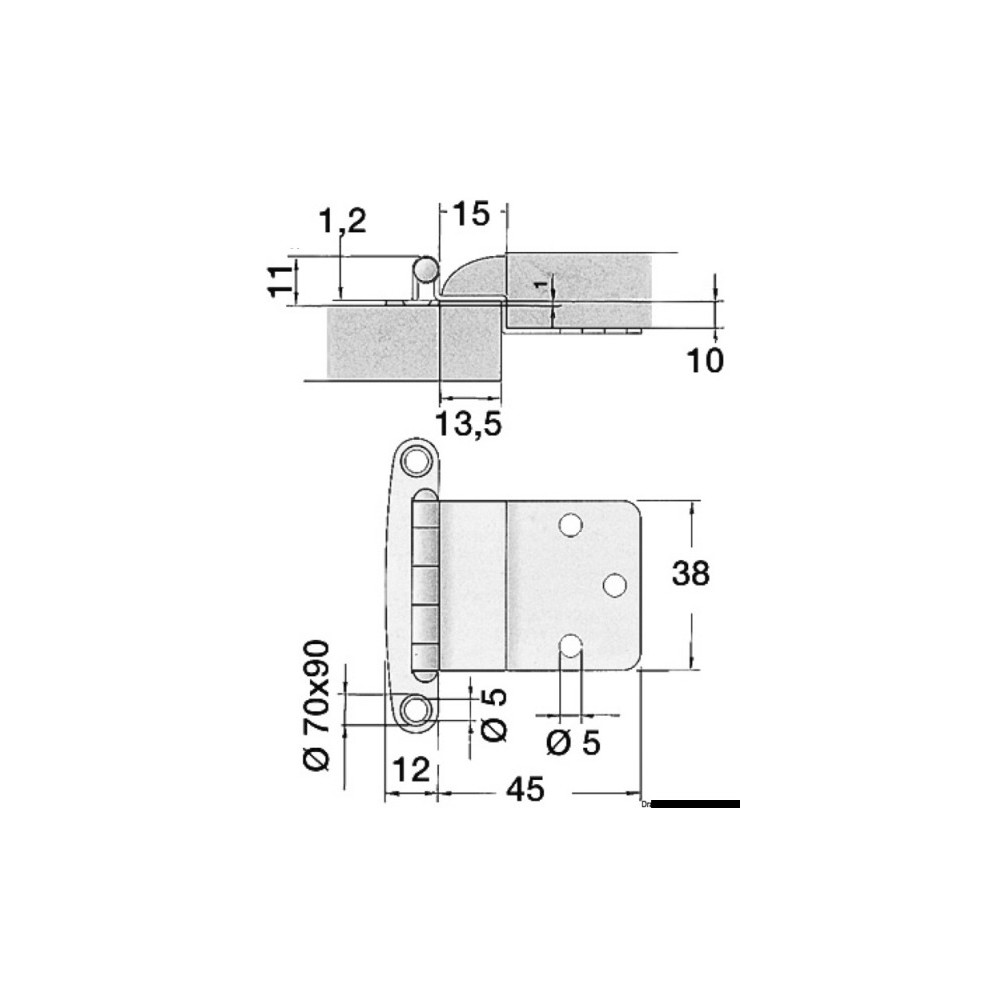 Charnière inox 57x44 mm – Image 4