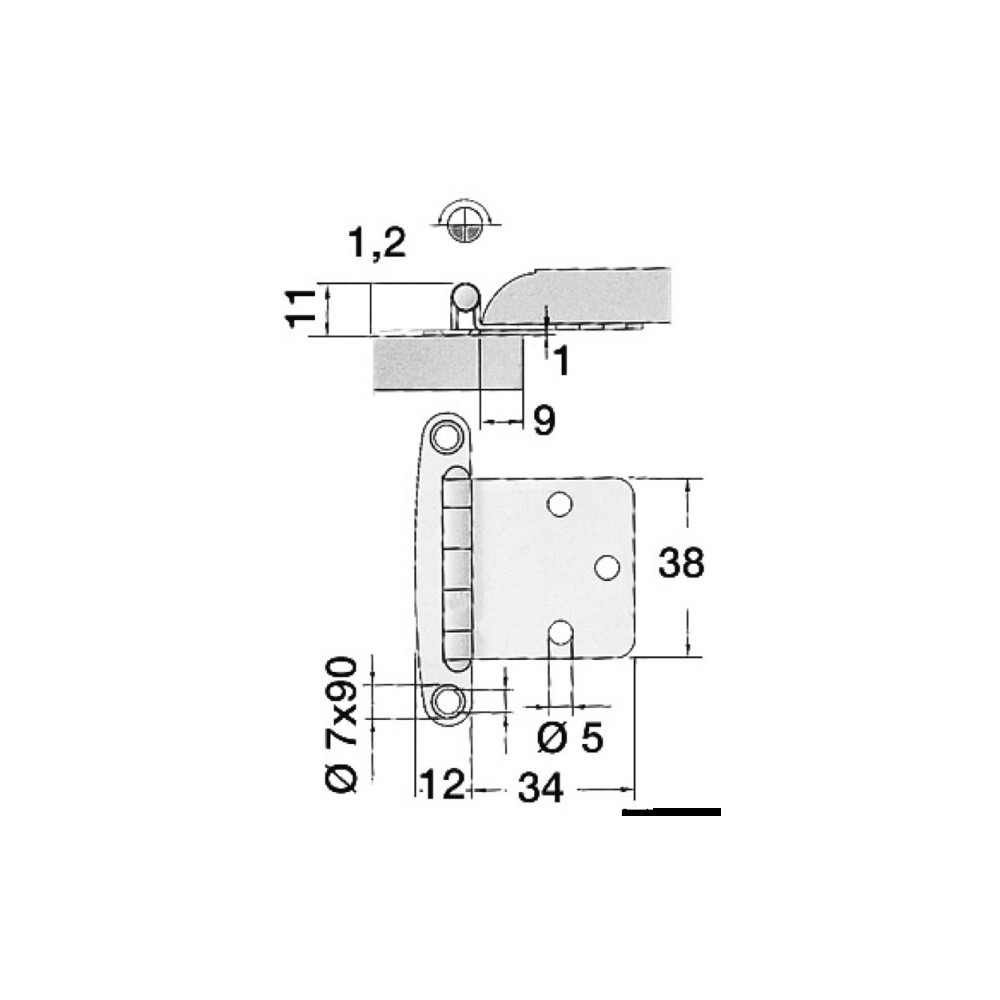Charnière inox 38x46 mm – Image 4