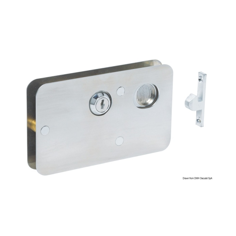 Serrure à encastrer simple laiton chromé 68x60x9mm – Image 4